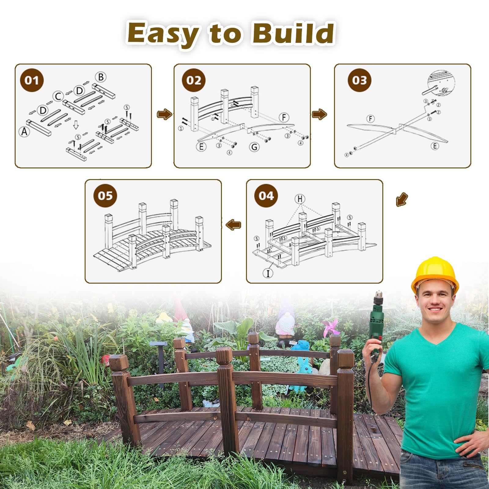 Amazon.com: WLCGYD Japanese Bridge for Garden, Rustic Garden